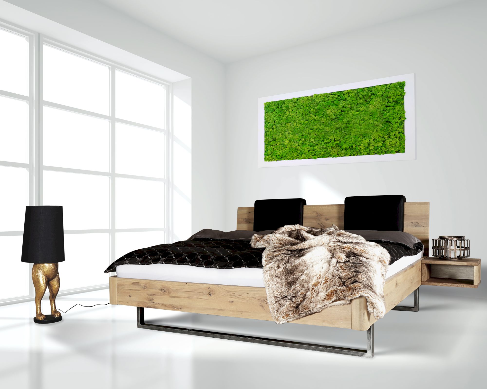 BlackWood »Dolce Vita III« Wildeiche Massivholzbett 180x220 cm / Wildeiche natur / ohne Kissen Image