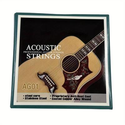 TEMU 1set 010 Stainless Steel Coated Copper Alloy Wound Quality Steel Core For Folk Guitar Parts & Accessories