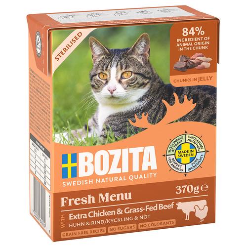 Sparpaket: 24x370g Bozita Tetra Häppchen in Gelee Sterilised mit Huhn & Rind Katzenfutter