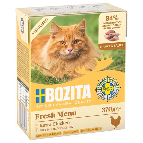 Sparpaket: 24x370g Bozita Tetra Häppchen in Soße Sterilised mit viel Huhn Katzenfutter nass