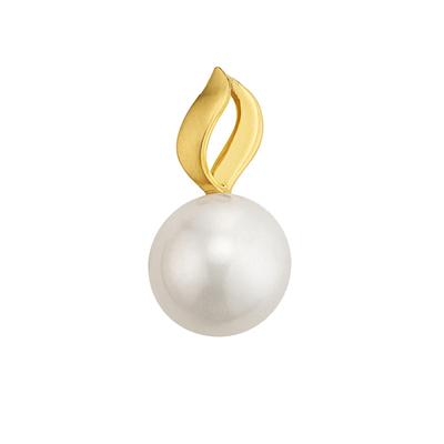 Ketten-Anhänger OROLINO "Gold 585 mattiert mit weißer Perle 9,5mm", gelb, Schmuckanhänger, Damen, ONE-SIZE, Gold, 0,5 g