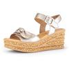 Keilsandalette GABOR, Damen, Gr. 43, gold (goldfarben), Glattleder, metallic, modisch, Schuhe, Sommerschuh, Sandale, Keilabsatz, mit Gabor Best Fitting-Ausstattung