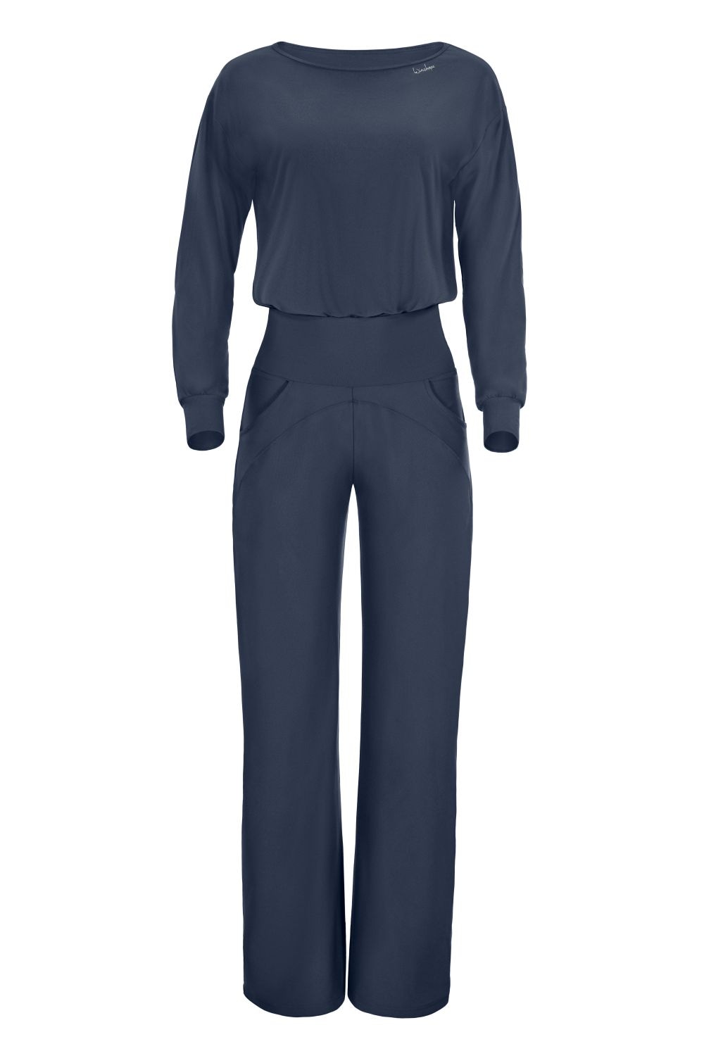 Jumpsuit WINSHAPE "JS101LSC", Damen, Gr. XS, Normalgrößen, grau (anthrazit), 85% Polyester, 15% Elasthan, Rundhals, Overalls Jumpsuit, Functional Comfort