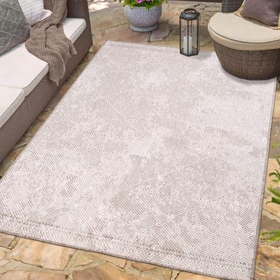 Outdoorteppich CARPET CITY "DUO RUG 5845", beige (creme), B:160cm H:5mm L:230cm, Obermaterial: 100% Polypropylen, Teppiche, Wendeteppich Wetterfest In- & Outdoor, Balkon, Terrasse, Wohnzimmer Image
