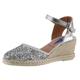 Sandalette VERBENAS "MALENA GLITTER" Gr. 39, silberfarben Damen Schuhe Sandaletten Sommerschuh, Sandale, Keilabsatz, mit Glitter an der Schuhspitze