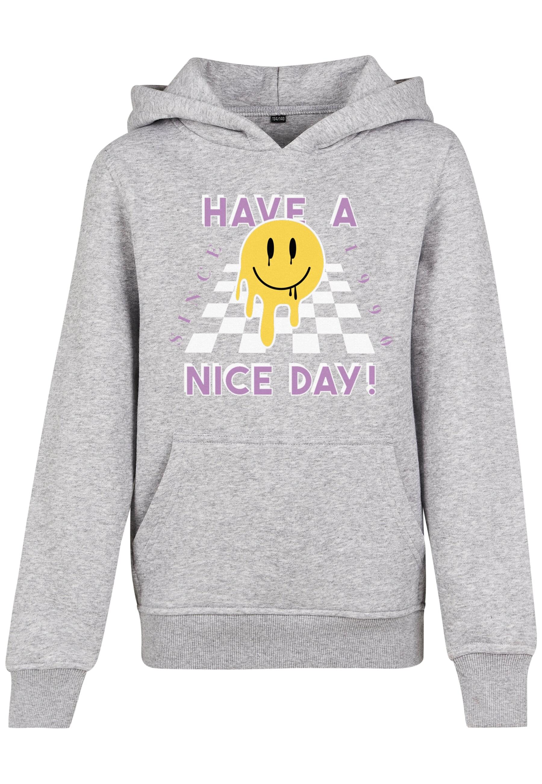 Kapuzensweatshirt MISTERTEE "MisterTee Herren Kids Nice Day Hoody", Jungen, Gr. 134/140, grau (erdgrau), 65% Baumwolle, 35% Polyester, bedruckt, Sweatshirts Image