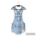 American Eagle Outfitters Jeans | American Eagle Outfitters Distressed Denim Overalls Heart Embroidery Medium | Color: Blue/White | Size: Medium
