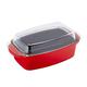 Relaxdays 10031497 Roaster with Lid, Non-Stick Coated, Casserole Dish, Cast Aluminium & Glass, Dishwasher Safe, Oven Tin, Red