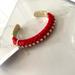 J. Crew Jewelry | J. Crew J.Crew Factory Red Ribbon Wrapped Crystal Studded Cuff Bracelet New | Color: Gold/Red | Size: Os
