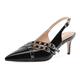 Eldof Women Slingback Heels Buckle Strap Pointed Toe Slip On Kitten Heel Pumps Shoes Dressy Studded Eyelet 2.5 Inches, Black, 6 UK