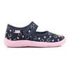 Hausschuh RICHTER, Kinder, Gr. 28, bunt (dunkelblau, rosa, pferdemotiv), Baumwolle, kontrastfarbene Details, klassisch, Schuhe, Klettschuh, Kindergarten Schuh mit süßem Print
