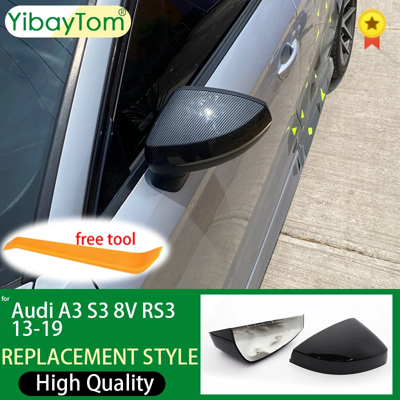 Per Audi A3 S3 8V RS3 Auto Specchietto retrovisore Coperture Tappo Borsette Custodia porta laterale specchietto retrovisore Coperture Accessori Auto Argento Nero