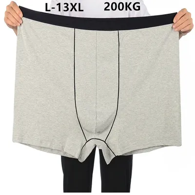 200KG Männer Boxer 13XL 12XL Reine Baumwolle Höschen Übergrößern Plus Größe Unterwäsche 10XL 9XL Hohe Taille Männliche Elastische Papa unterhose Image