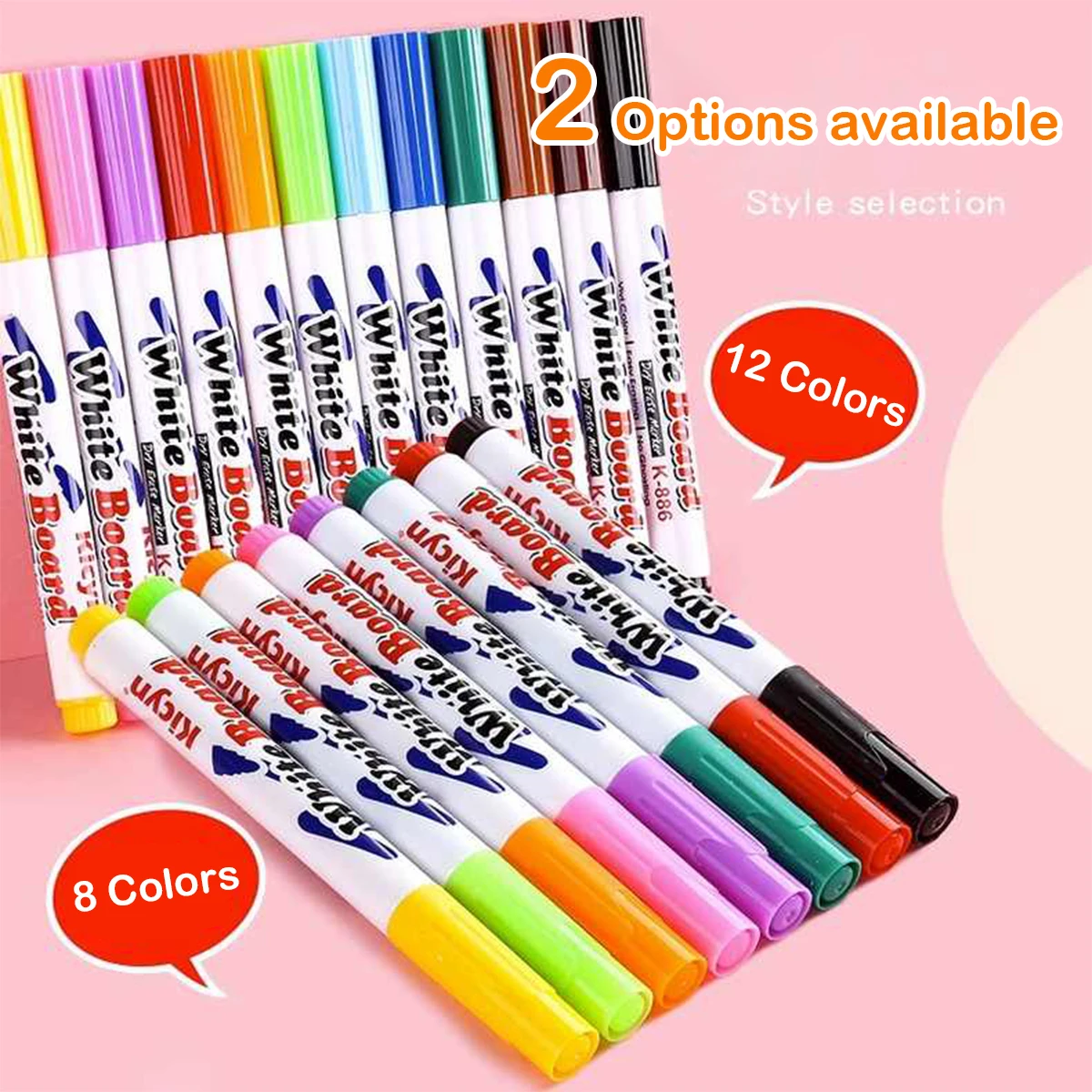 8/12Pcs Farbe Schwimm Stift für Wasser Malerei Wasser Schwimm Stift Löschbaren Whiteboard Stift Schreibwaren Schule Bürobedarf Image