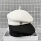 Béret Classique en Feutre de Laine de Barrage pour Femme Chapeau d'Hiver Chaud Blanc Noir