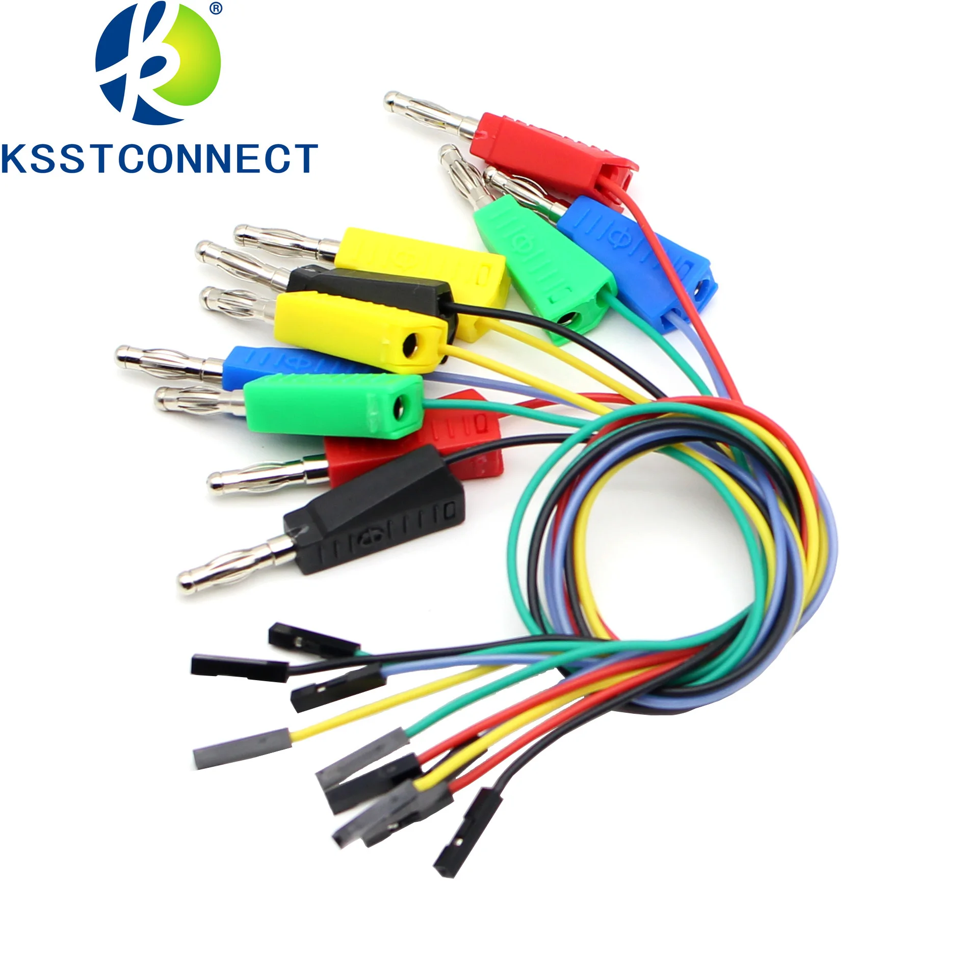 26AWG Draht Für Breadboard Oszilloskop Elektronische DIY Test Kit Dupont Silikon Jumper Kabel Männlich/Weiblich Zu Stapelbar Bananen stecker Image