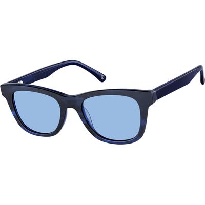 Zenni Boys Square Prescription Glasses W/ Snap-On Sunlens Blue Plastic Full Rim Frame