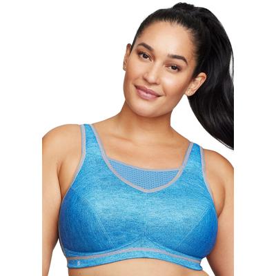 Plus Size Women's Full Figure Plus Size No-Bounce Camisole Elite Sports Bra Wirefree #1067 Bra by Glamorise in Light Denim (Size 46 DD)