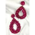 Anthropologie Jewelry | Deepa Gurnani Antropologie Earrings Sequin Beaded Floral Dangle Teardrop Fuschia | Color: Pink | Size: Os