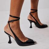 Free People Shoes | Free People Jules Wrap Heels Us 10 | Color: Black/Silver | Size: 10