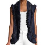 Lilly Pulitzer Jackets & Coats | Lilly Pulitzer Torini Sweater Vest Woman's Size Small Black Faux Fur Trim Fringe | Color: Black | Size: S