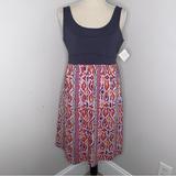 Athleta Dresses | Athleta New Knit Tank Dress Pockets Built In Bra Gray Magenta Orange Size Large | Color: Gray/Purple | Size: L