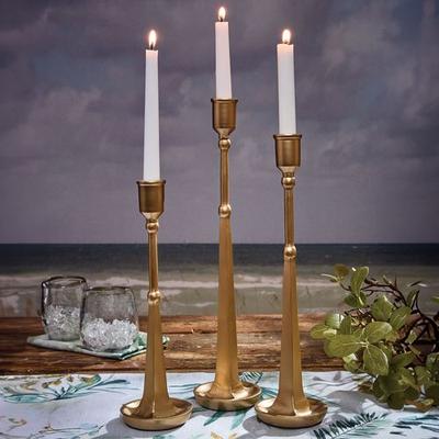 Aviva Taper Candleholders Gold Set of Three, Set of Three, Gold