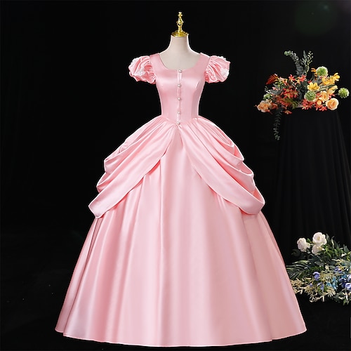 Gotisch Viktorianisch Vintage inspiriert Kleid Partykostüm Abschlussballkleid Prinzessin Shakespeare Einfarbig Ballkleid Kostüm Damen Halloween Karneval Valentinstag Party Abendgesellschaft Maskerade Image