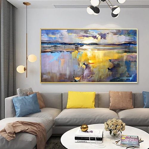 Hang-Ölgemälde Handgemalte Horizontales Panorama Abstrakt Landschaft Modern Ohne Innenrahmen (ohne Rahmen) Image