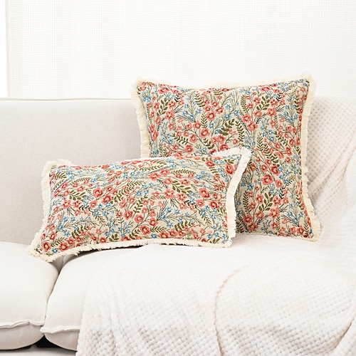 1 Stück Baumwolle Kissenbezug, Blumen Geometrisch Rechteckig Quadratisch Traditionell Klassisch Image