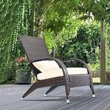 YFbiubiulife Outdoor Patio Wicker Adirondack Chair Outside Fire Pit Chairs Oversized Comfy Coconino Rattan Armchair Low Deep Seating High Back with Cushion and Pillow for Porch Deck Balco