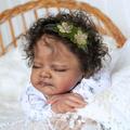 WOOROY Lifelike Reborn Baby Dolls Black - 20-Inch Realistic Newborn African American Reborn Baby Dolls Sleeping August with Soft Hand-Rooted Curly Hair and Weighted Cloth Body, Gift for Kids Age 3+