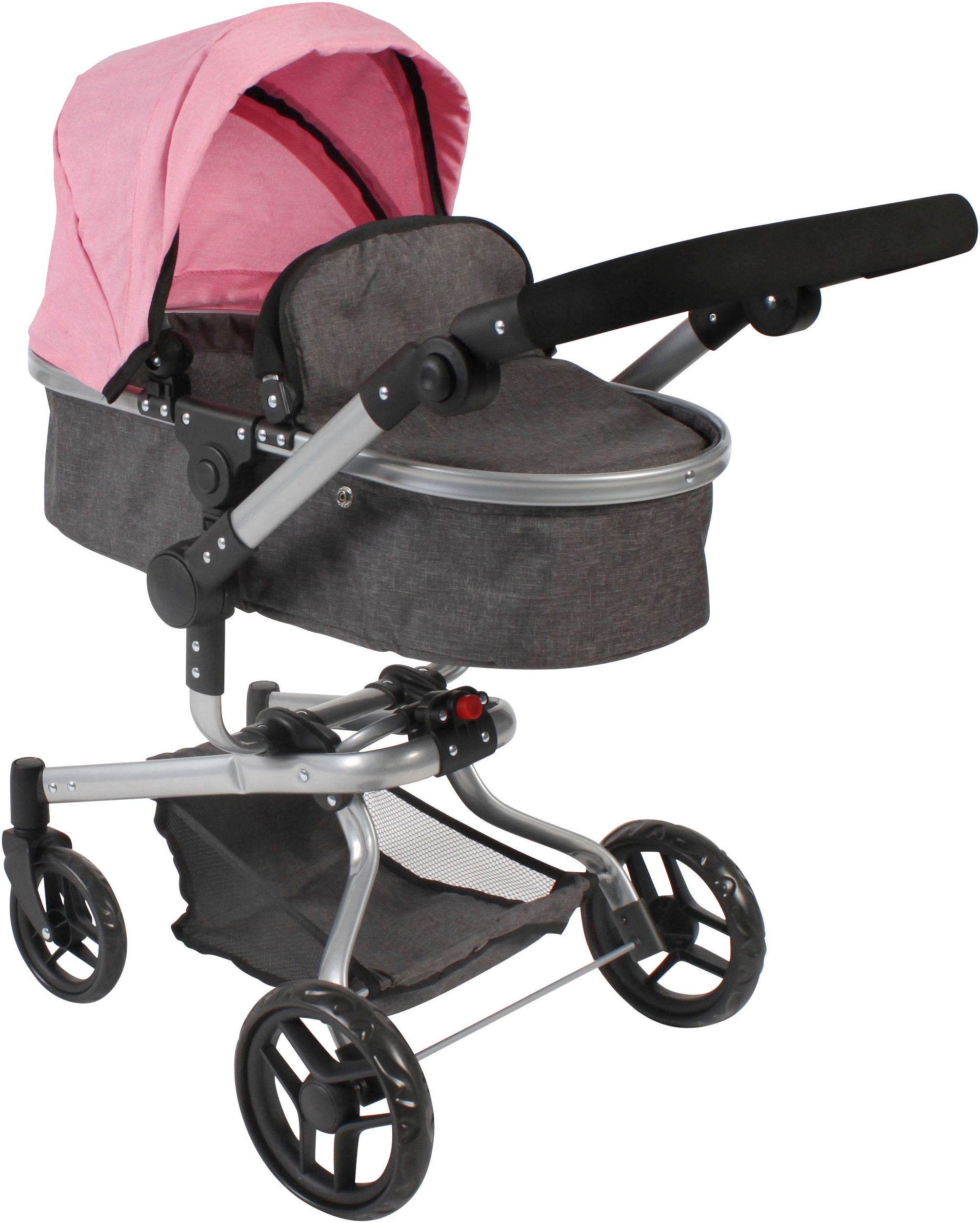 Kombi-Puppenwagen CHIC2000 "Yolo, Melange rosa", rosa (melange rosa), Puppenwagen, KinderB:71cm H:81cm T:71cm, mit schwenkbaren Vorderrädern, B:71cm H:81cm T:71cm