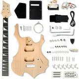 DIY Guitar Kit with Mahogany Body Ebony Fingerboard and Maple Neck 6 String DIY electric Guitar Kit with Unique Design Easy Installation & Full Equipment to Build Your Own Guitar (Flame)