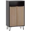 Schuhschrank WELLTIME "Hank, Breite 60 cm", schwarz (schwarzmatt, akustik), B:60,2cm H:107,9cm T:33,0cm, FSC-zertifizierter Holzwerkstoff, Schränke, Front mit Akustikprint