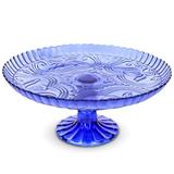 Bungalow Rose Flower Footed Cake Stand | Round Vintage Style Cake Plate | Serving Platter For Cupcakes, Green in Indigo | Wayfair