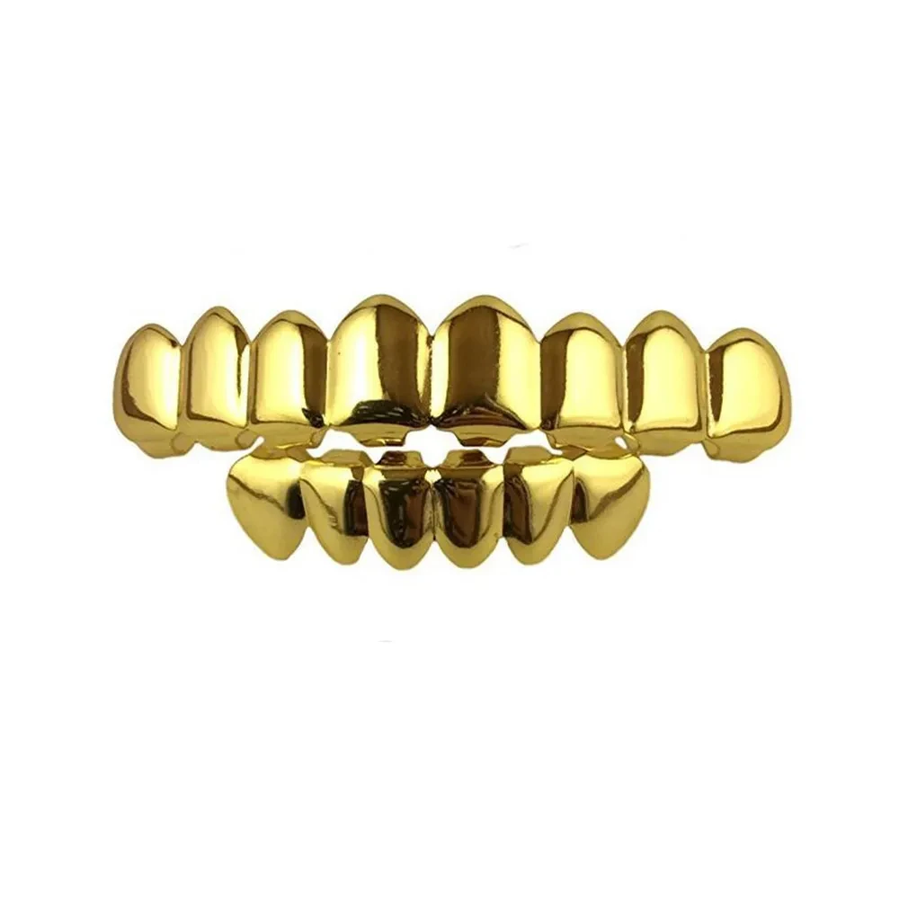 Rachelz Hip Hop Zähne Grillz Gold Silber Schwarz Farbe Zahn kappen oben unten Zahnspangen für Frauen Männer Halloween Schmuck