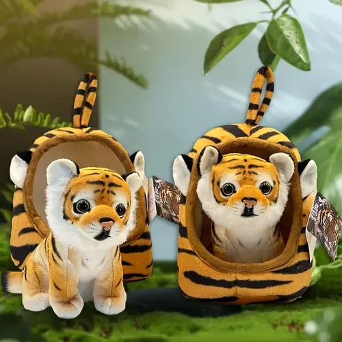 Kawaii Plüschtiere Tiger Löwe Hirsch Haus ausgestopfte Waldtiere Spielzeug niedliche Puppe
