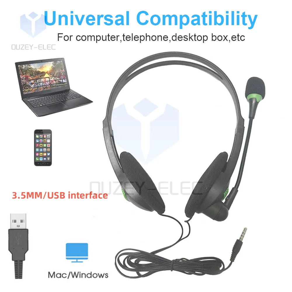 USB-Kopfh￶rer mit Mikrofon Noise Cancel ling & Volume Control verdrahtet 3,5-mm-Telefon-Headset f￼r PC Laptop Call Center Office
