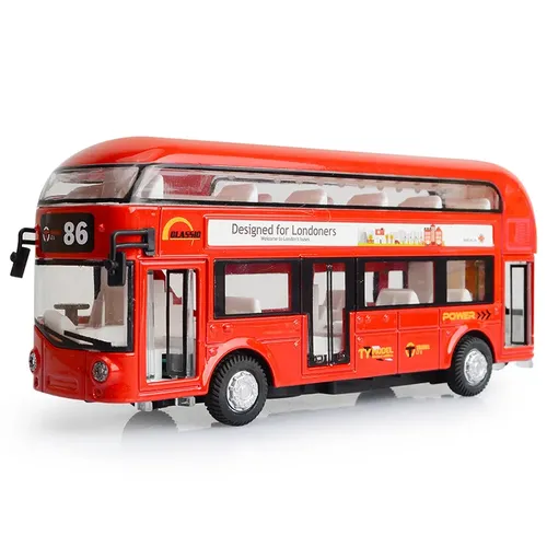 17cm Doppeldecker London Bus mit Sound blinkenden Türen öffnen Luxus Bus Auto Modell Spielzeug für
