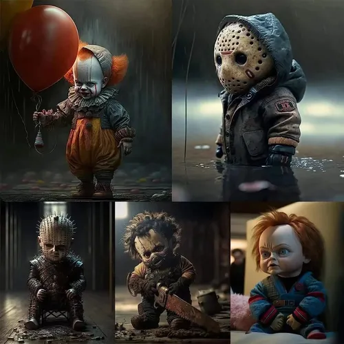Neue Horrorfilm Serie Puppe Statue Harz Ornament Handwerk Puppe Clown Halloween Horror