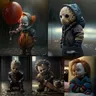 Neue Horrorfilm Serie Puppe Statue Harz Ornament Handwerk Puppe Clown Halloween Horror