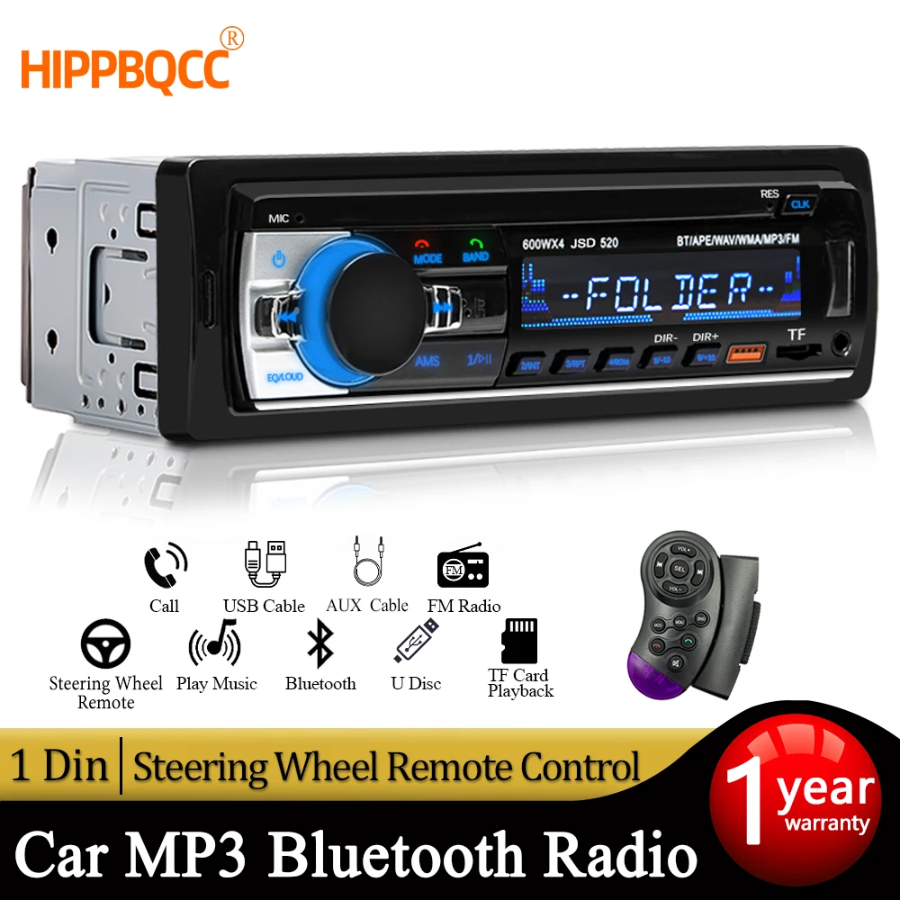 HIPPBQCC Autoradio 1 Din MP3-Player Digital BT Autoradio-Player FM-Radio Stereo Audio Musik USB mit Lenkradsteuerung Image