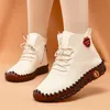 High Top Stiefel Frauen Leder Casual Schuhe frauen Wasserdichte Schnee Stiefel Pelz Dicke Damen Schuh Hand Nähen Slip auf solide Turnschuhe