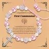 Regali per la prima comunione per ragazze-braccialetto con croce di perle regali per la comunione