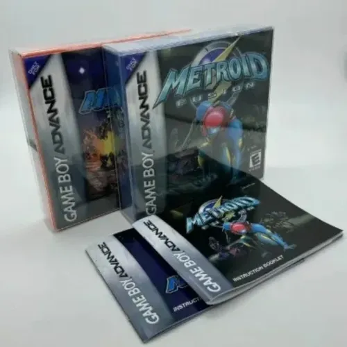 Gba spiel in box für 32-bit-spielkassette metroid zero mission fusion fan made usa version mit