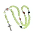 Im Dunkeln leuchtende Kreuz-Rosenkranz-Halskette Perlenkette Anhänger Ornamente für Zuhause