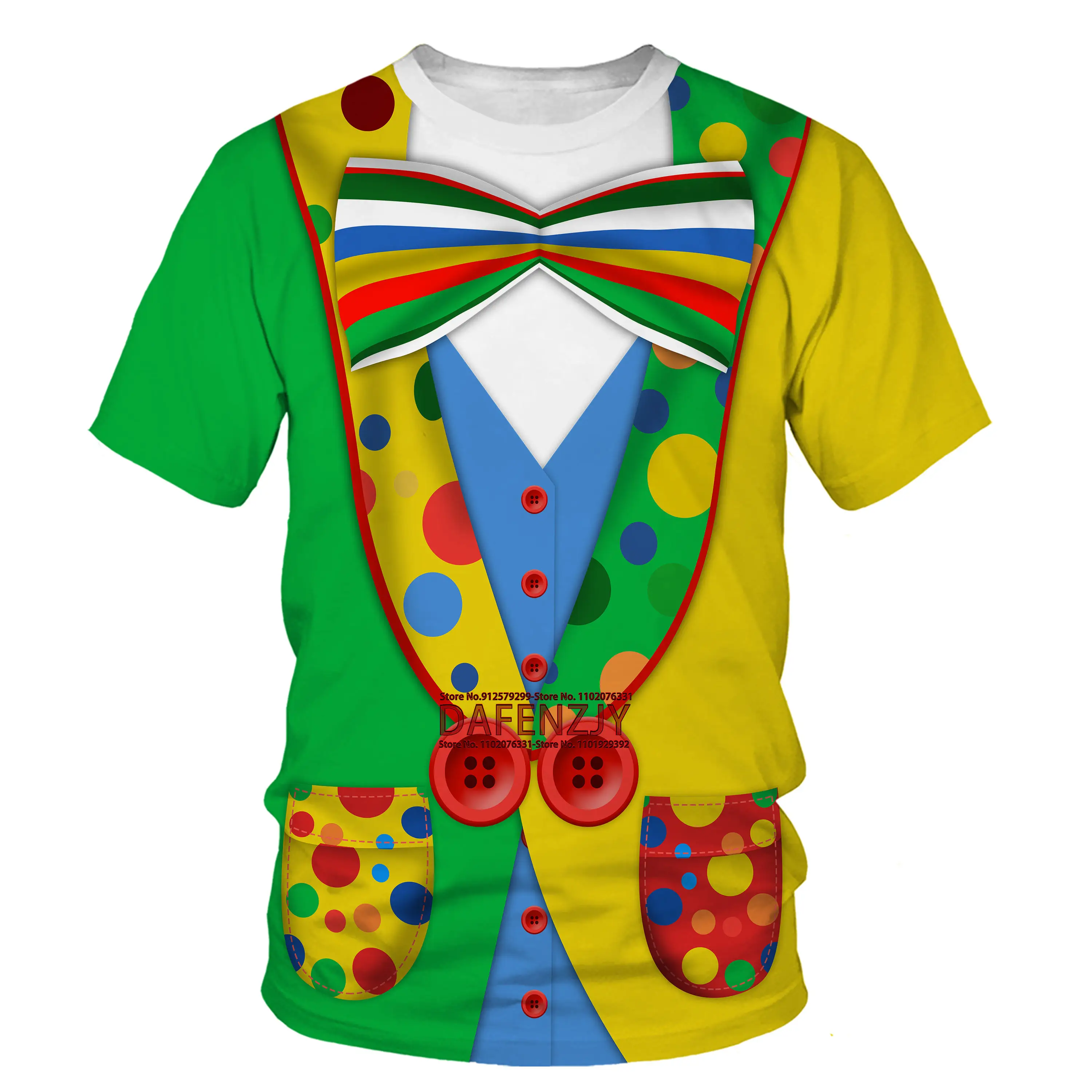 3D T Shirt Für Männer Frauen Clown Kostüm Lustige Kurzarm Motto Party Karneval Geburtstag Neuheit T Top Halloween Cosplay Circu Image