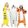PAJAMASEA Animal Yellow Tiger Onsie Men Cartoon Onesies Adult Women One Pijama Fleece Halloween