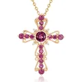 14 Karat Gold 45cm Halskette Rubin Diamant Anhänger für Frauen Hochzeit reinen Topas Edelstein Kreuz